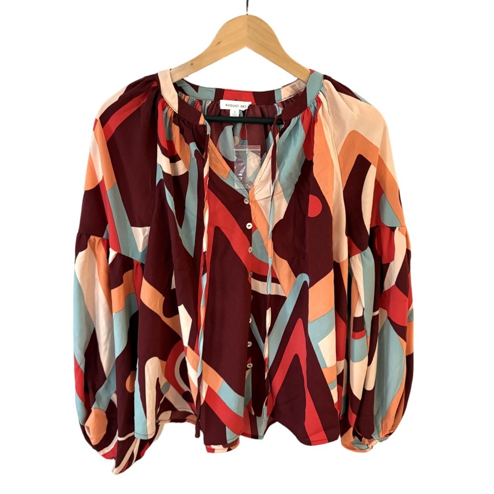 NWT August Sky Colorful Patterned Blouse